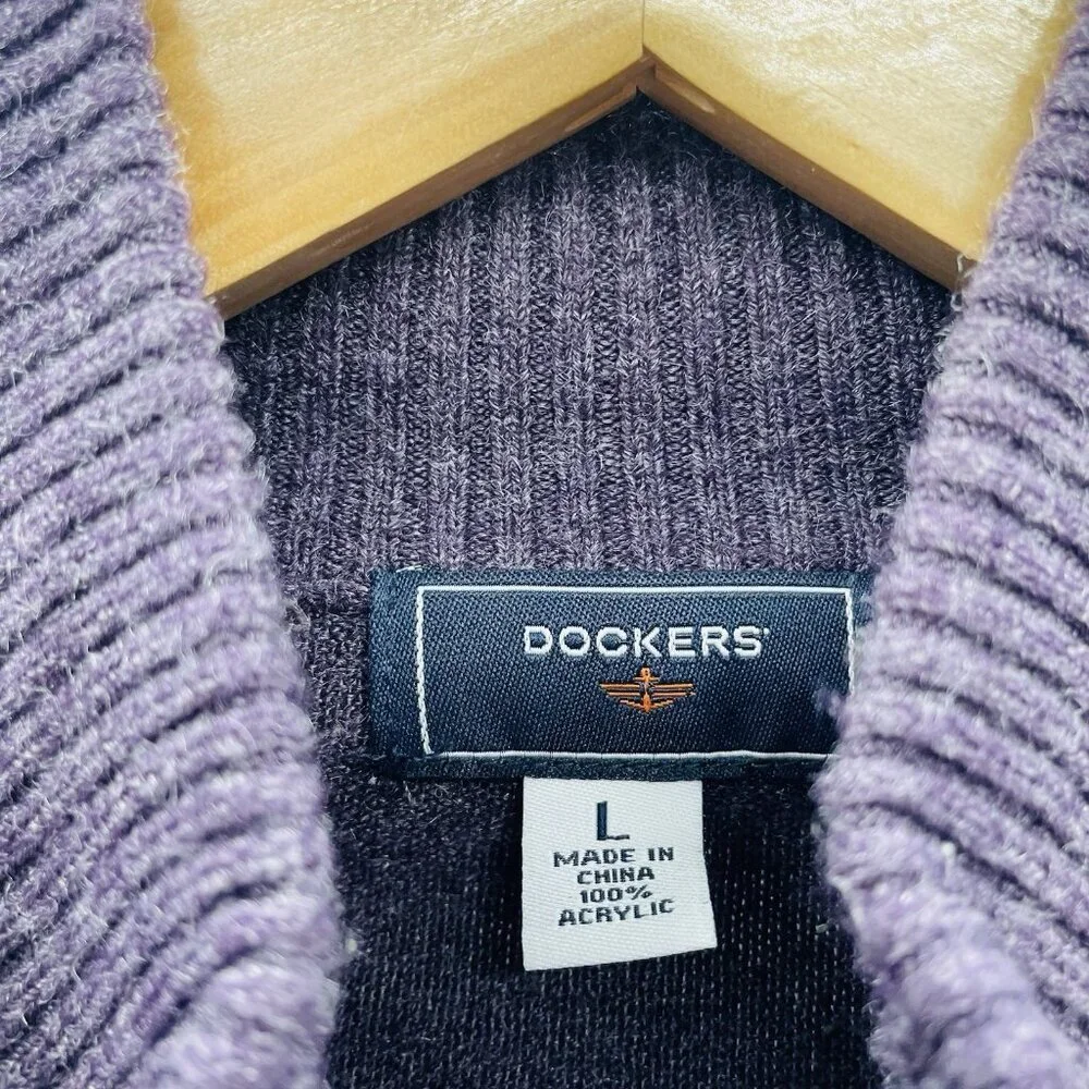 Dockers Mens Size Large 1/4 Zip Mock‎ Neck Soft Knit Pullover Sweater in Purple
